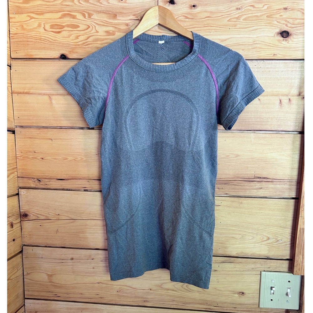 Swiftly Tech Short Sleeve Crew Shirt Womens Size 4 Heathered Grey Pink Lululemon